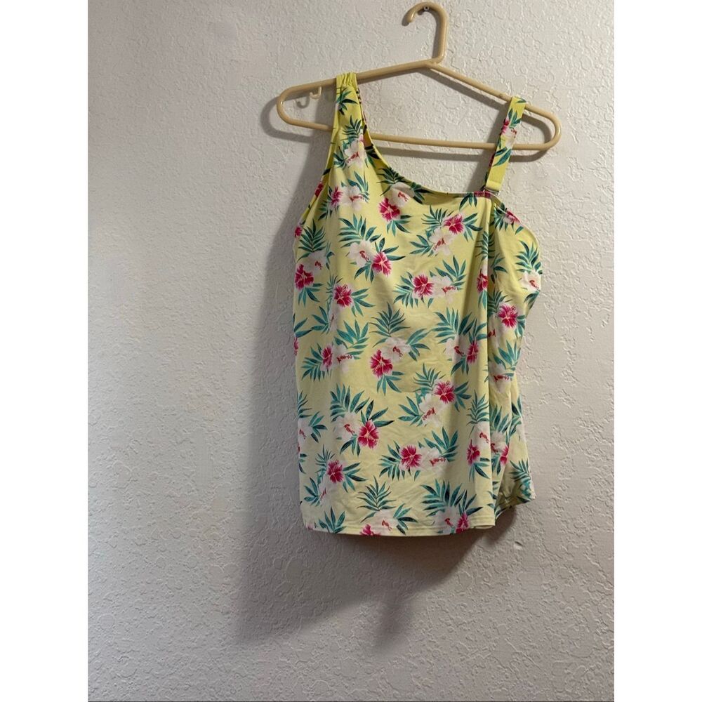 Lands' End Women's  Asymmetrical Swim Top Tankini  Yellow  -Size 18